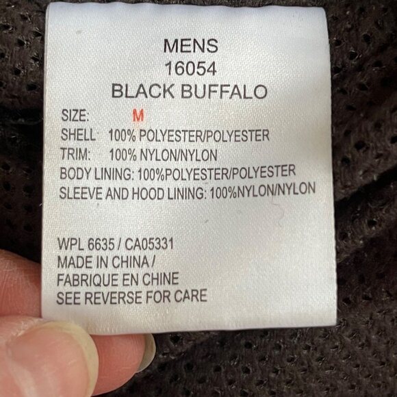 Woolrich Mens Black Brown Buffalo Plaid Jacket Coat Packable Hood Lightweight M - Picture 8 of 16